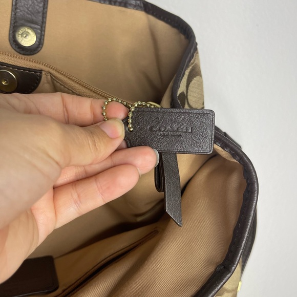 Coach Carry All Signature Brown Green Drawstring Tote Purse - Picture 7 of 16